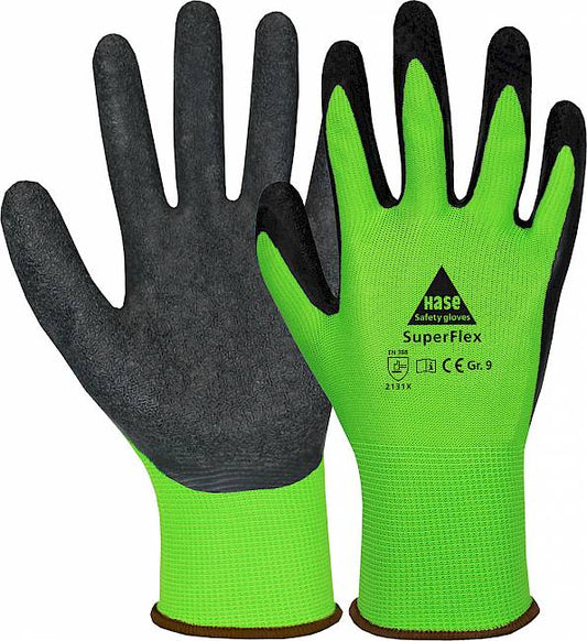 Hase SuperFlex Green Montagehandschuh mit Latex-Beschichtung 10 Stk.